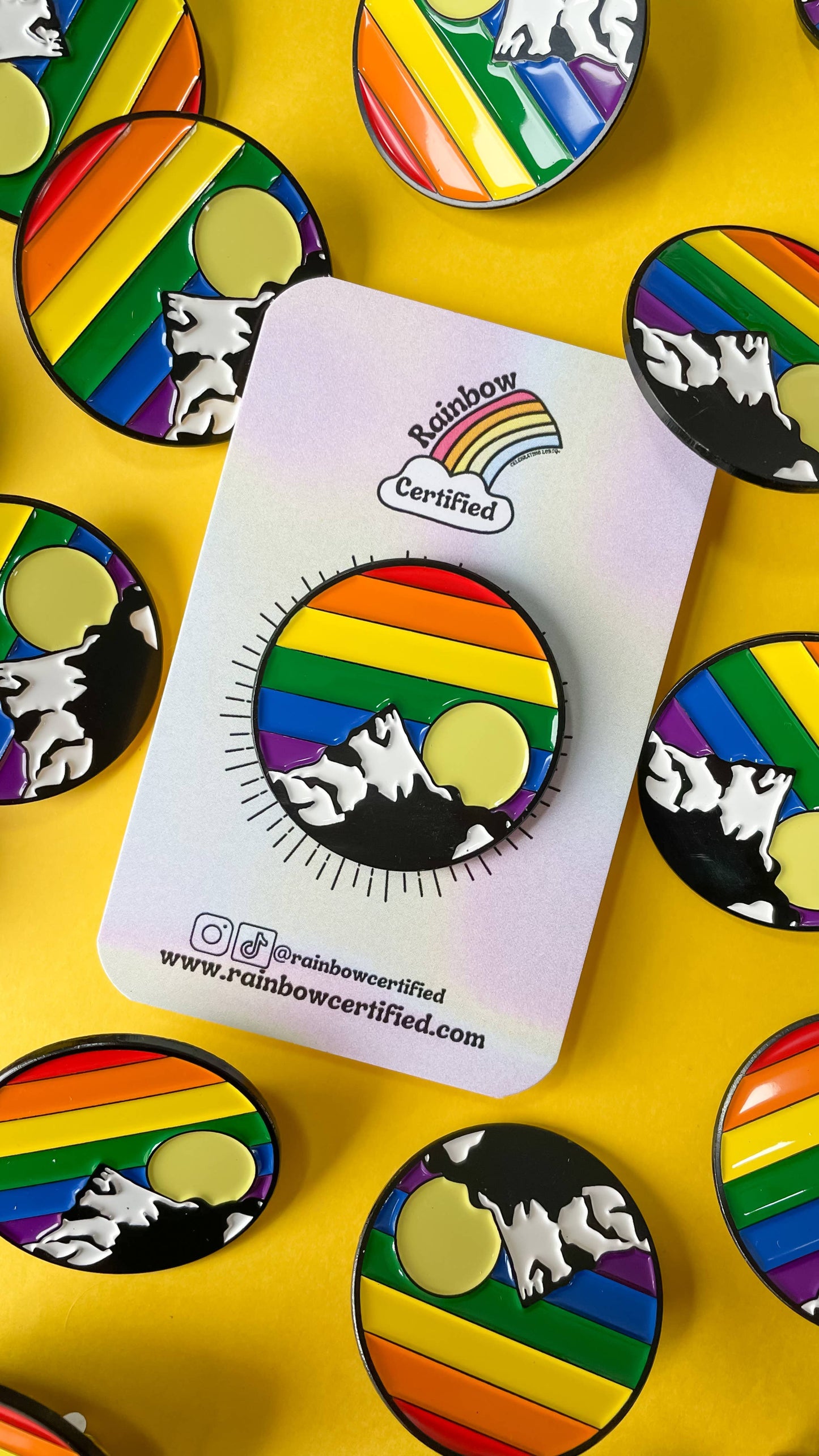 Rainbow Mountain Sunrise LGBTQIA+ Enamel Pin