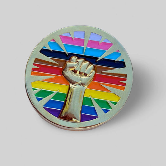 LGBTQIA+ Pride Resist Fist pin