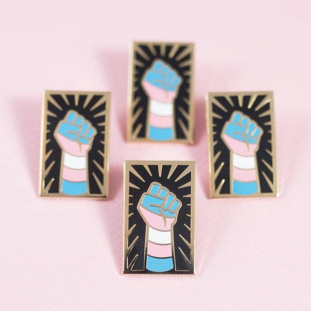 Trans Resist Fist Pin