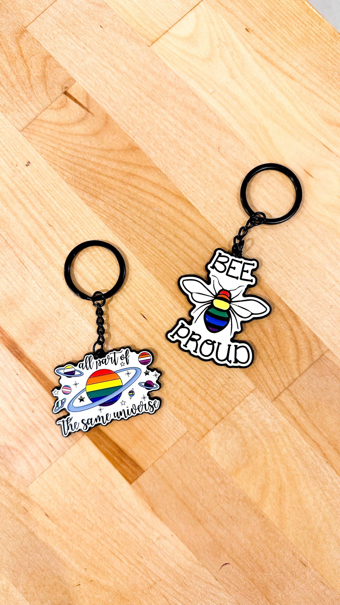 Bee Proud Enamel Keychain