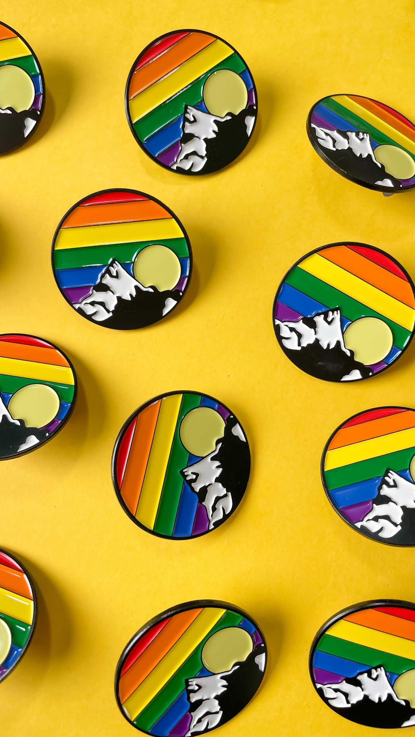 Rainbow Mountain Sunrise LGBTQIA+ Enamel Pin